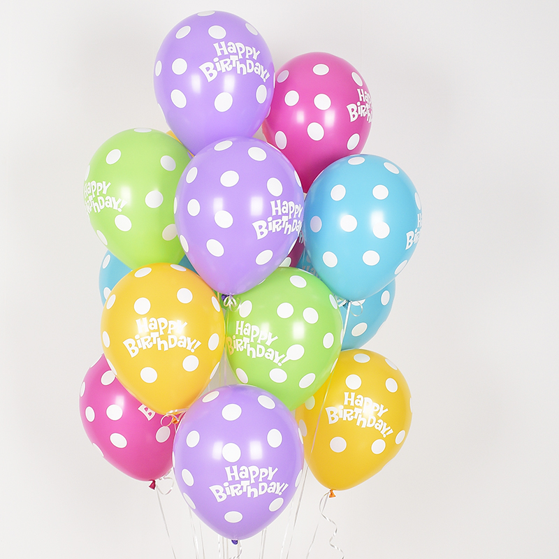 [셈퍼텍스] 30cm 도트생일풍선 혼합 [50입]