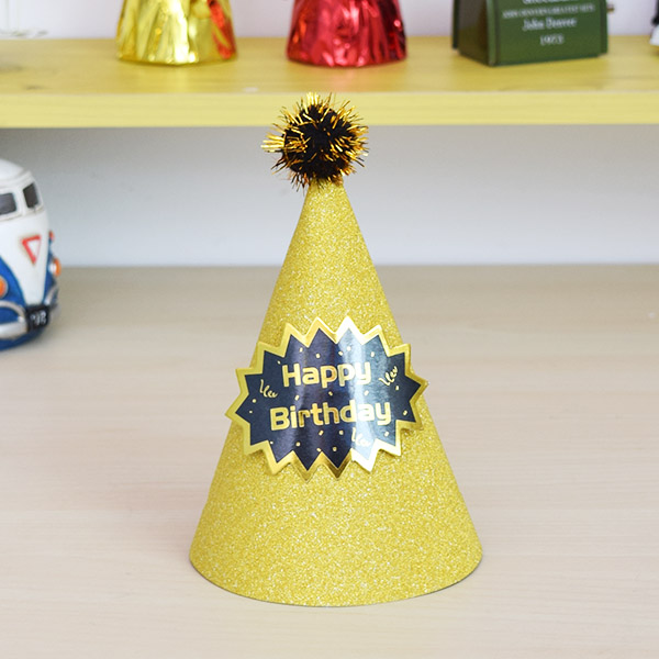 글리터 생일고깔모자 골드  6개 한팩