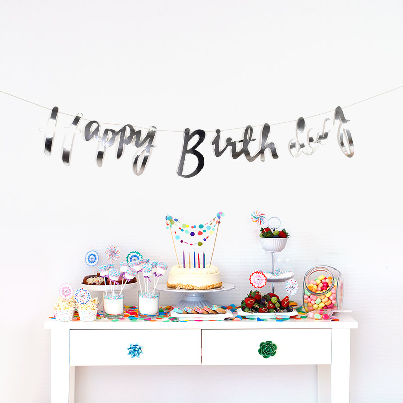 [조이파티] 생일가랜드 캘리그래피 [실버]