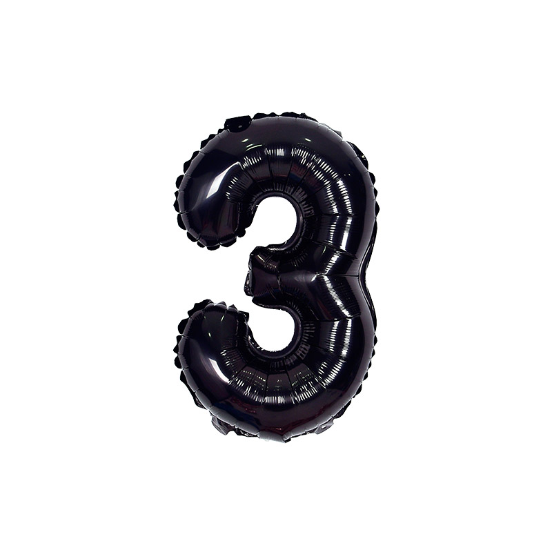 숫자은박풍선 소 블랙 [3] 10입