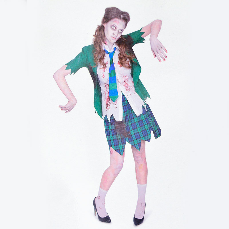 파티코스튬 좀비여학생 그린 S/M [의상 타이 스타킹포함]