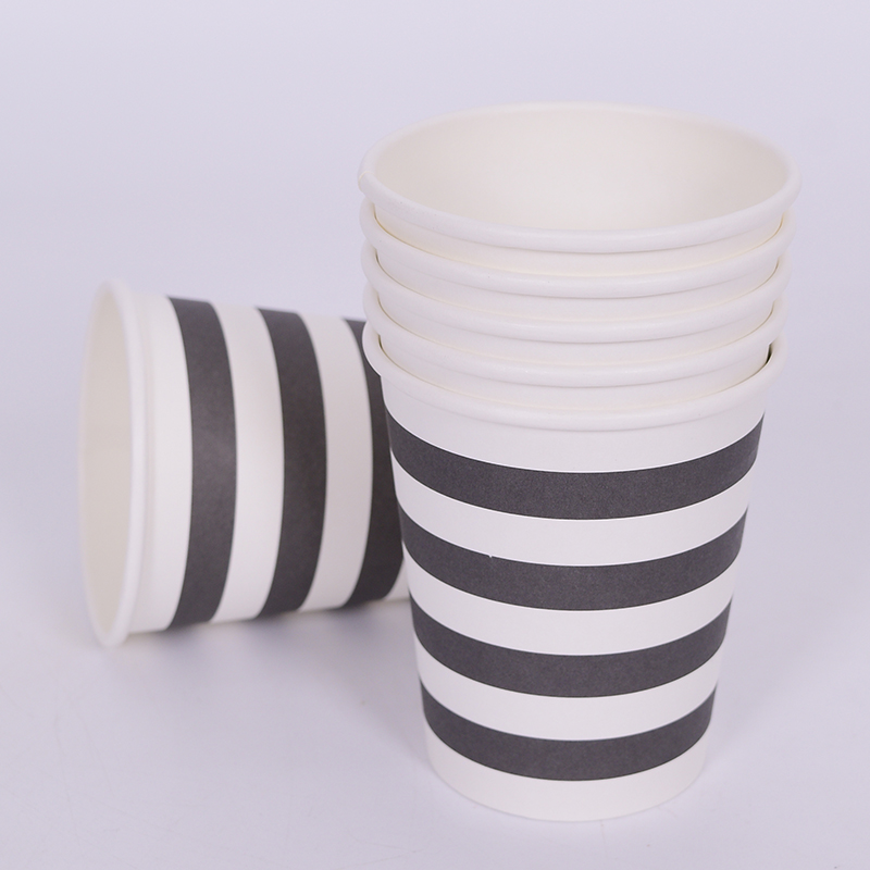 파티컵 8온스 줄무늬 블랙 6입