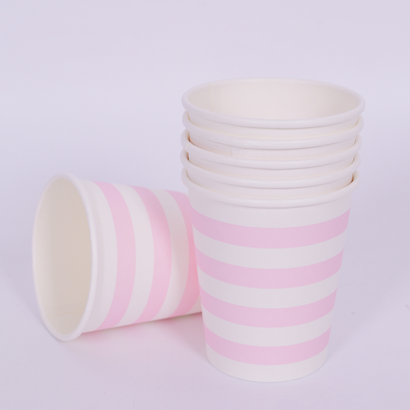 파티컵 8온스 줄무늬 핑크 6입
