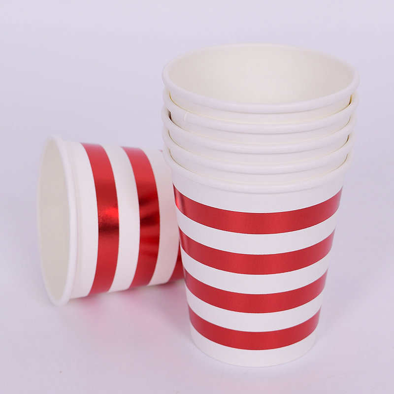 파티컵 8온스 줄무늬 레드 6입