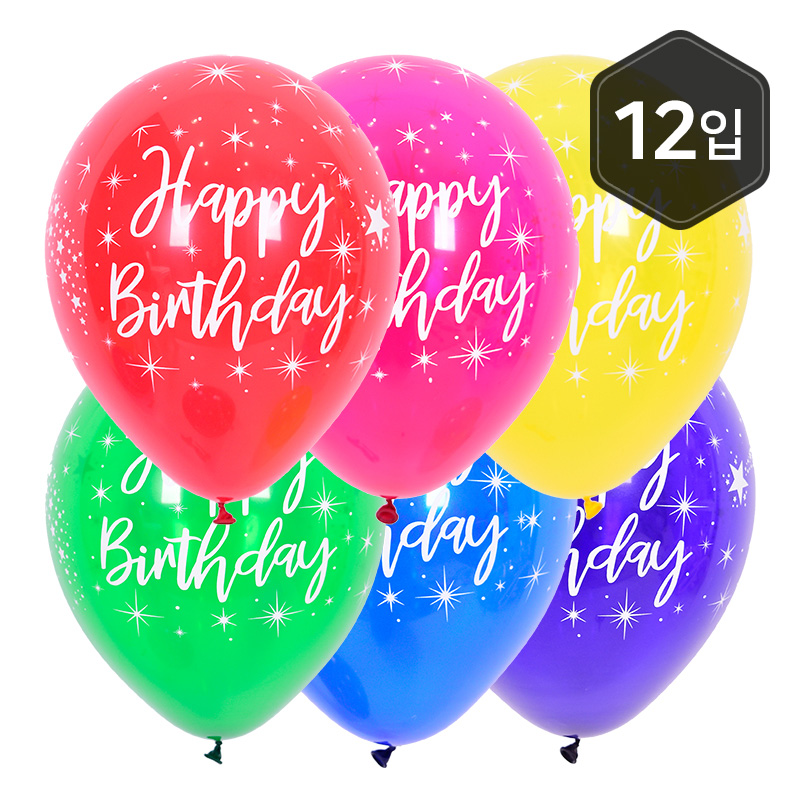 [셈퍼텍스] 30cm Radiant Happy Birthday 쥬얼혼합 [12입 소포장]
