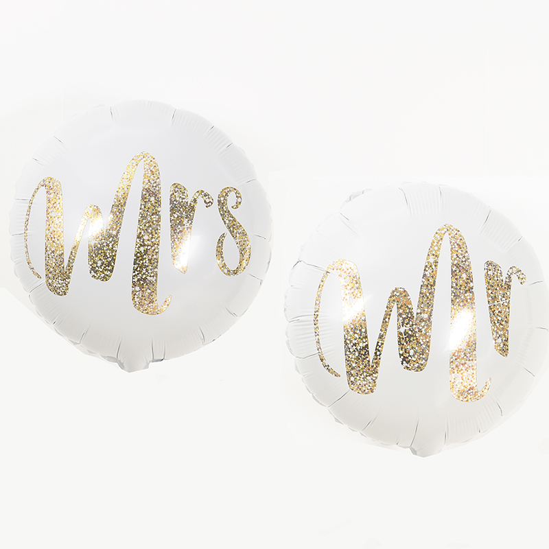 웨딩은박풍선 Mr Mrs 2개세트 18인치라운드 [10입] 원가이하세일