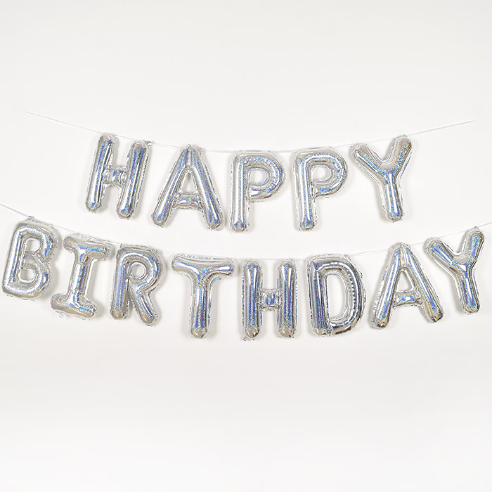 은박풍선세트 HAPPY BIRTHDAY [홀로그램 실버] [10입]