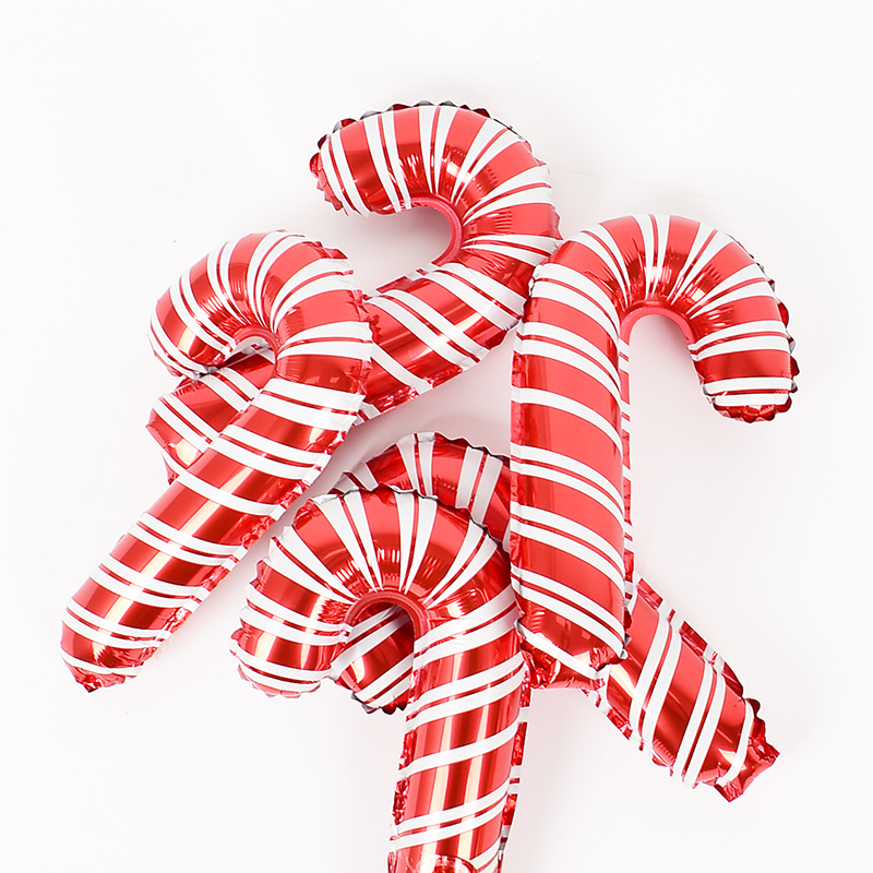 은박풍선 크리스마스지팡이 미니쉐입 27cm [자동실링] 10개한팩