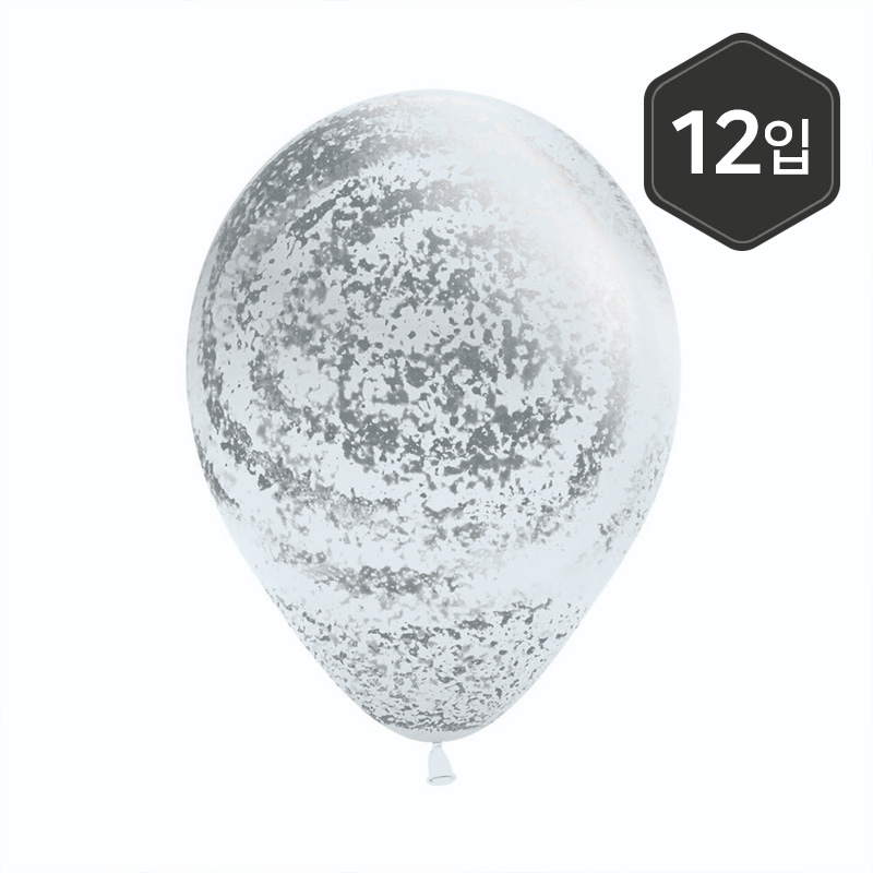 [셈퍼텍스] 30cm 그래피티벌룬 메탈릭실버 화이트 [12입] 소포장