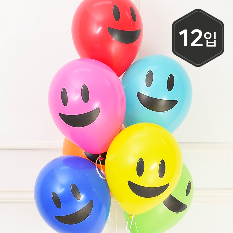 [셈퍼텍스] 30cm 해피페이스 레인보우혼합 [12입] 소포장