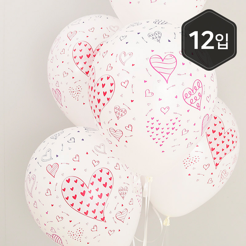 [셈퍼텍스] 30cm 하트앤에로우 화이트 [12입] 소포장