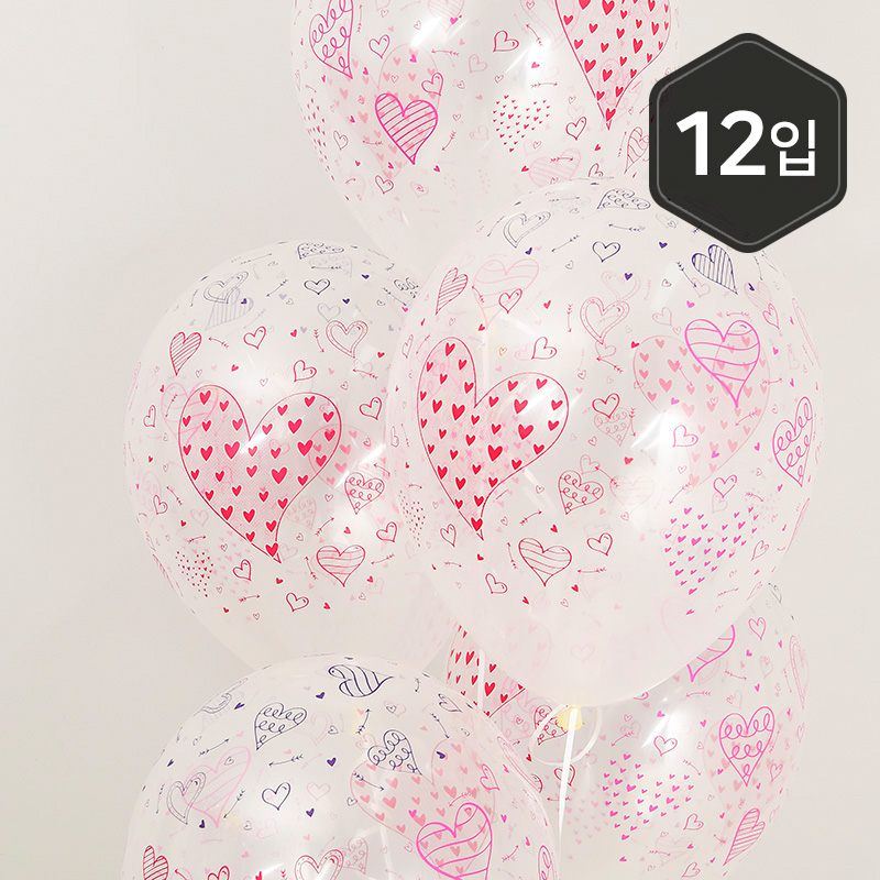 [셈퍼텍스] 30cm 하트앤에로우 클리어 [12입] 소포장
