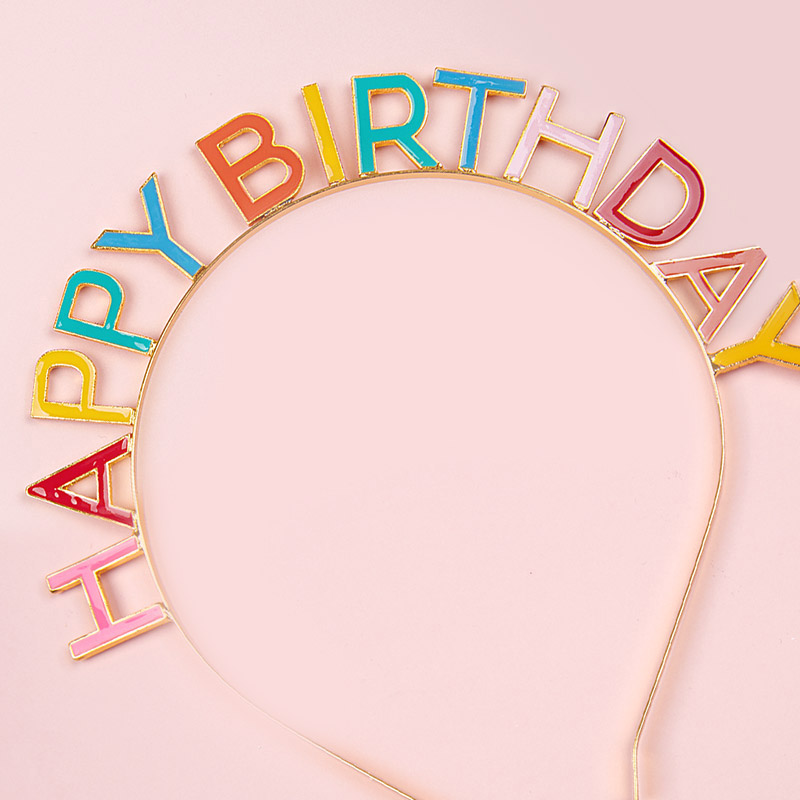 메탈릭 생일머리띠 [레인보우]