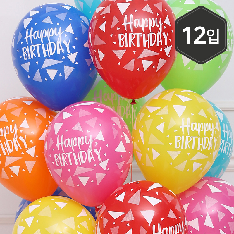 [셈퍼텍스] 30cm 생일 트라이앵글 혼합 [12입] 소포장