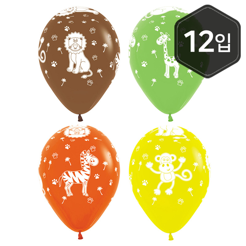 [셈퍼텍스] 30cm 정글동물4색혼합 [12입] 소포장