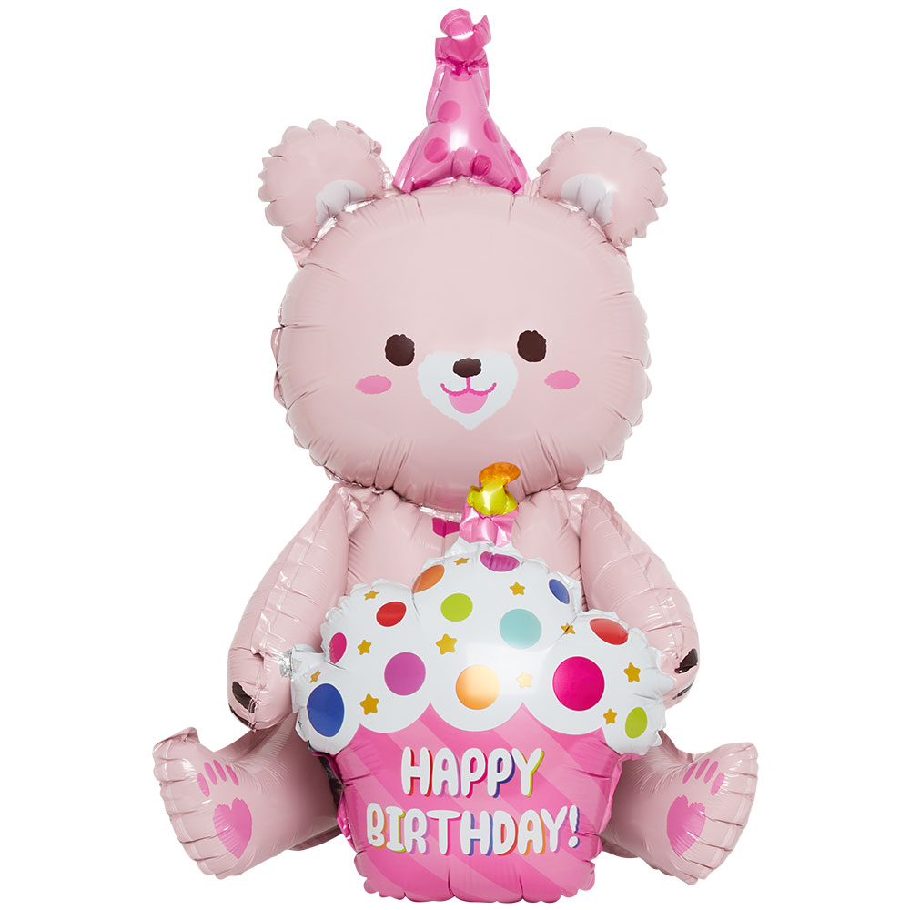 스탠딩에어벌룬 생일곰 핑크 57cm [10장 한팩]