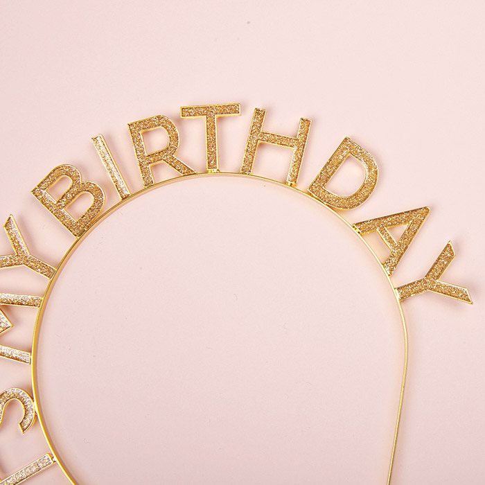 메탈릭 생일머리띠 [골드]