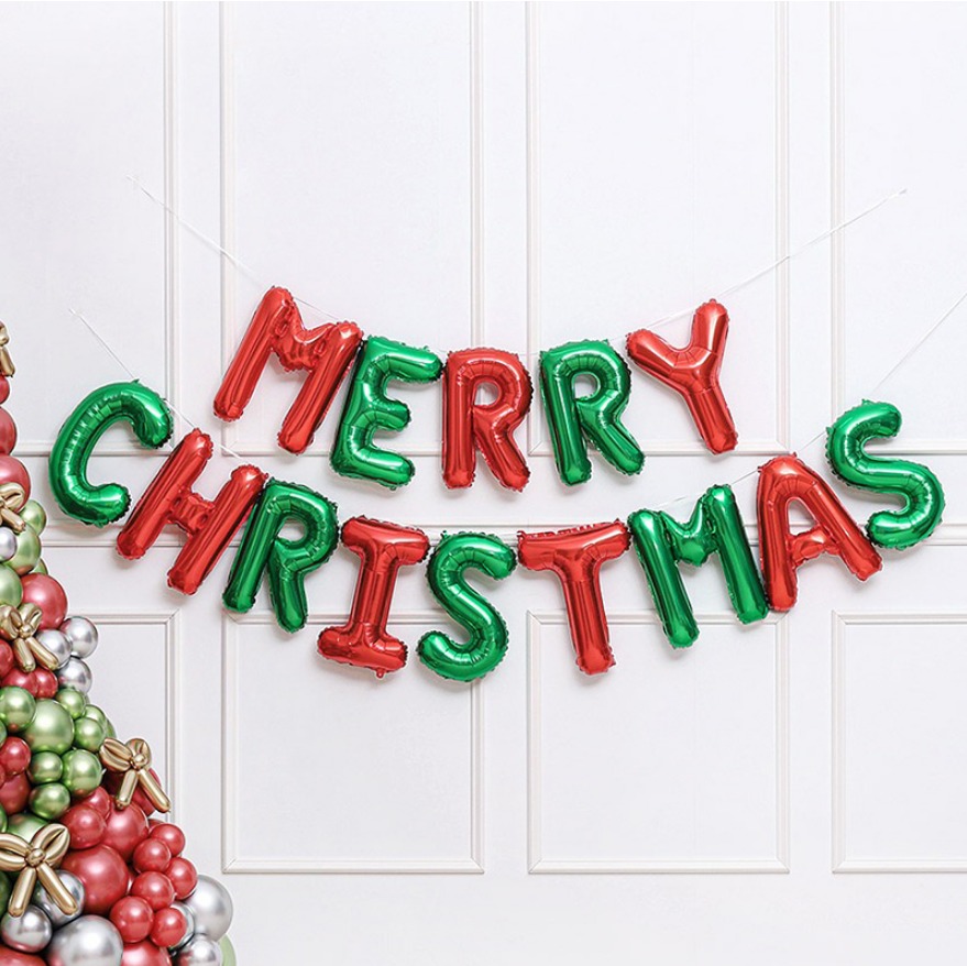 은박풍선세트 MERRY CHRISTMAS [레드앤그린] 10세트 한팩