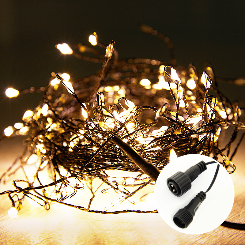 LED지네전구 200P 검정선 웜등 6m [플러그별도]