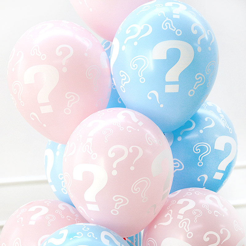 [셈퍼텍스] 30cm 젠더리빌 퀘스천마크 핑크앤블루 [50입] 1+1 증정행사