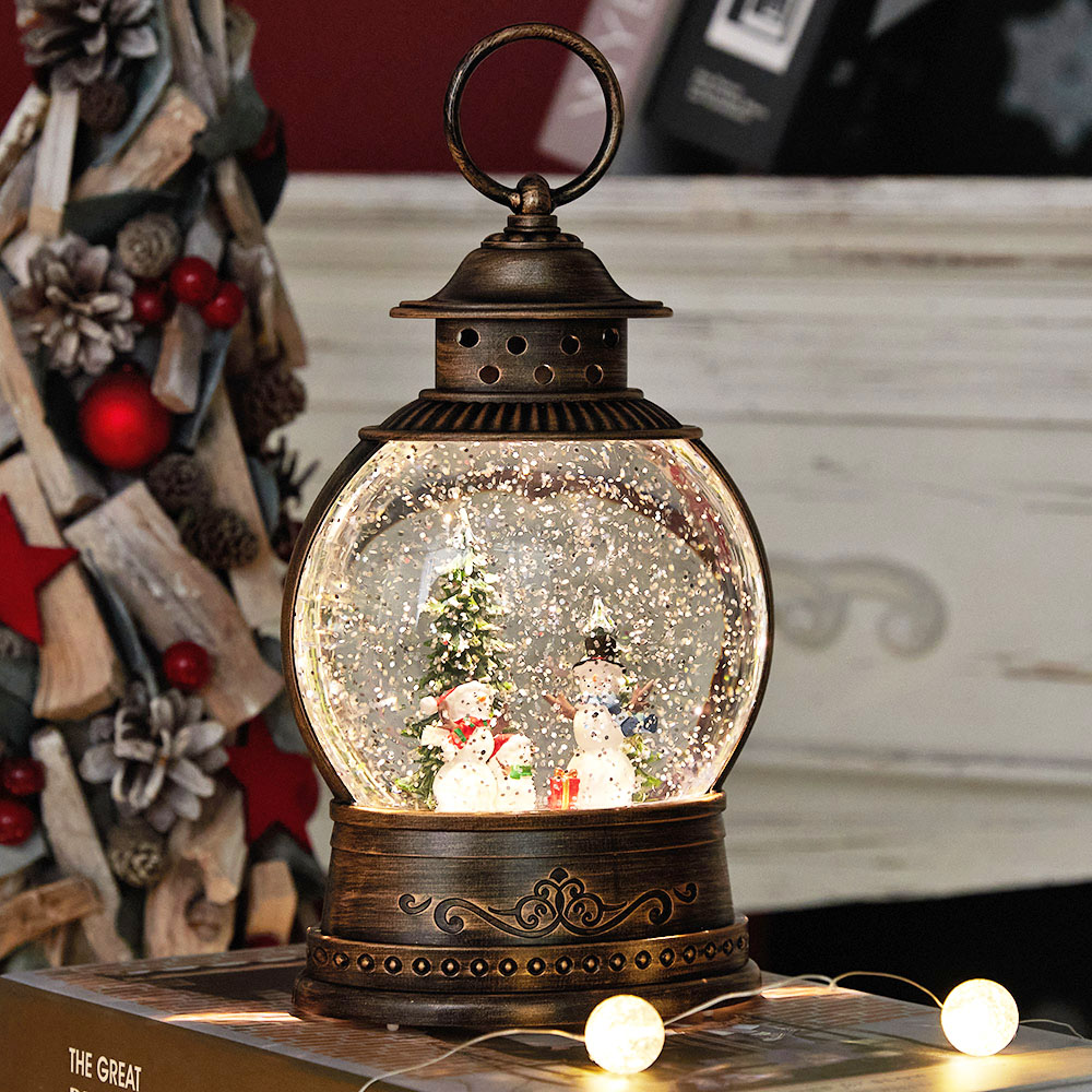 크리스마스 원형워터볼 소 [눈사람가족] [(W)12x(D)6.5x(H)25cm]