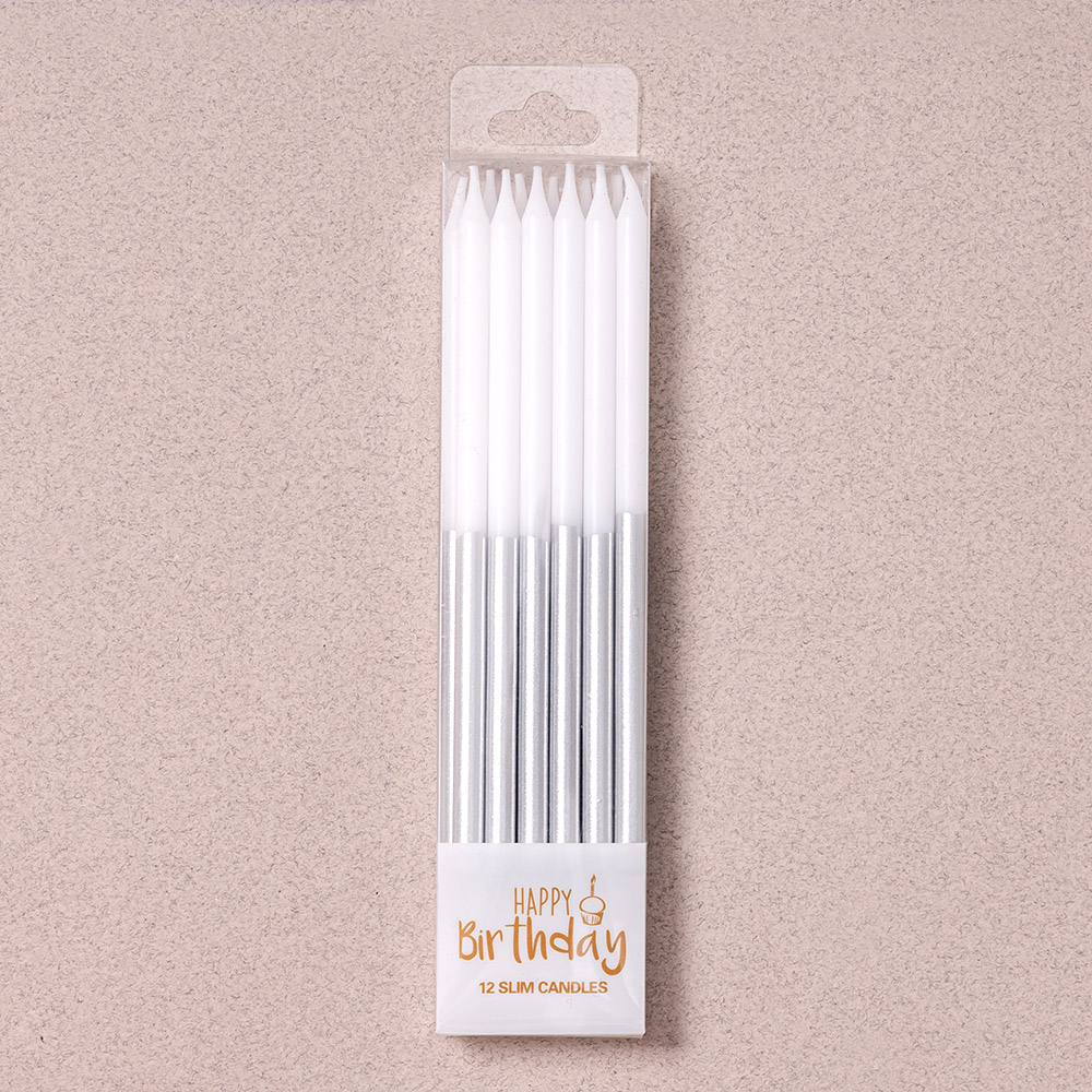 생일캔들 슬림 실버 12개입 [24개 한팩]