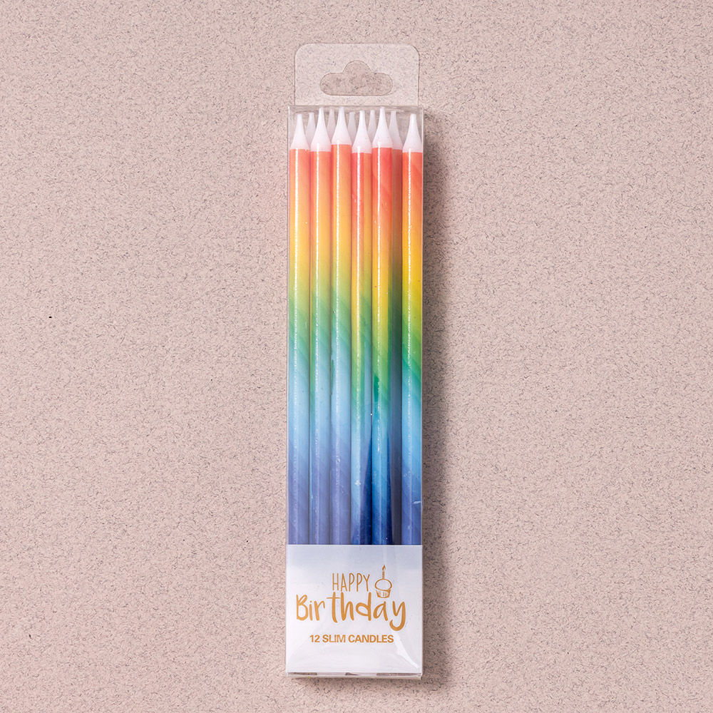 생일캔들 슬림 레인보우 12개입 [24개 한팩]