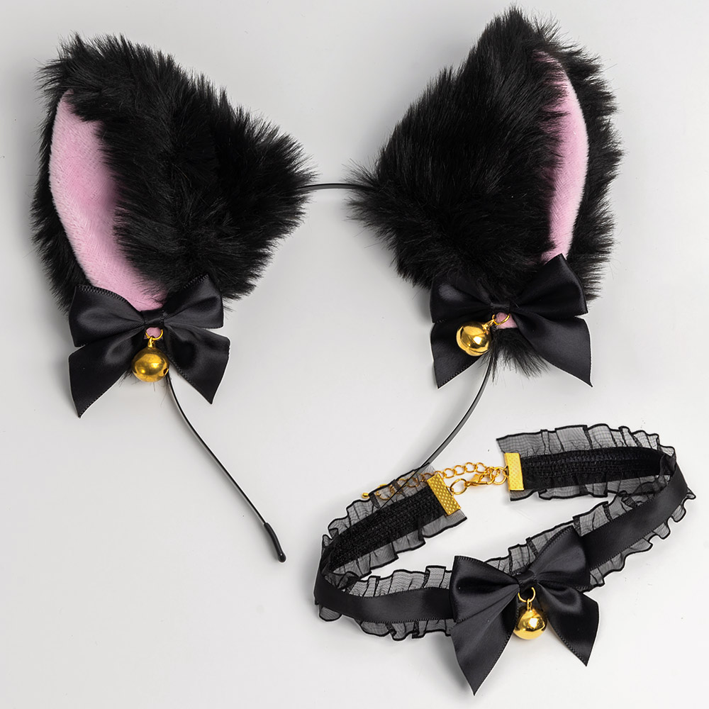 할로윈 고양이머리띠 초커세트 [블랙캣]