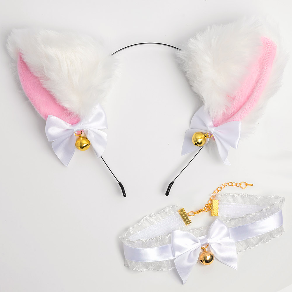 할로윈 고양이머리띠 초커세트 [화이트캣]