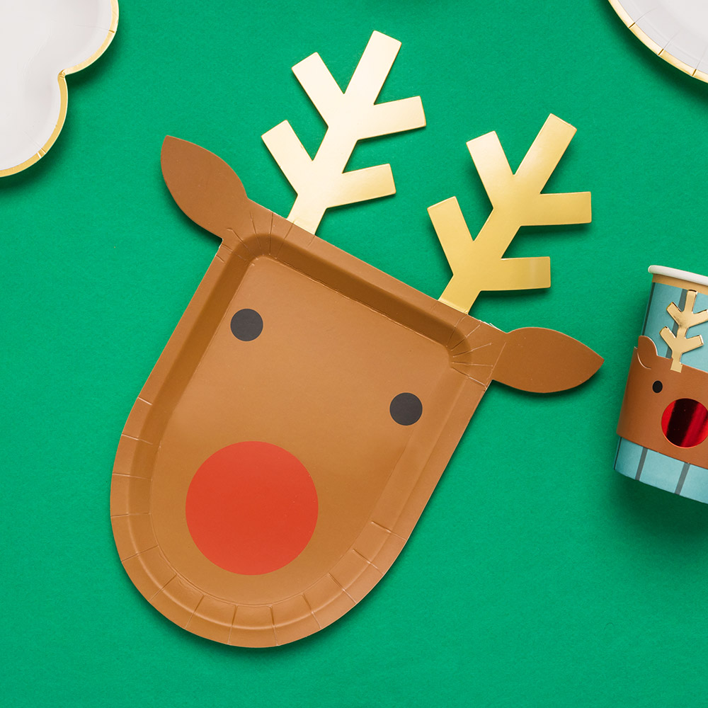 [조이파티]크리스마스 파티접시 루돌프13x18cm 6입