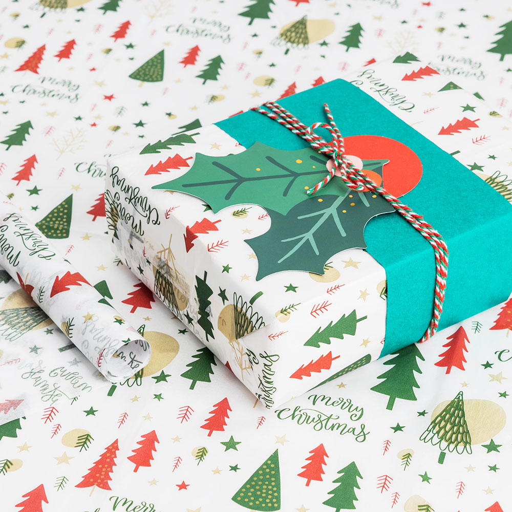 크리스마스포장지 홀리트리화이트 [50*70cm] 10장입