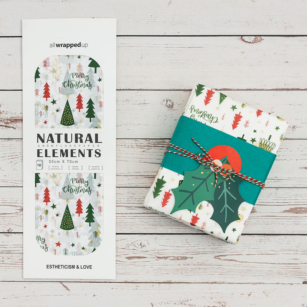크리스마스포장지 홀리트리화이트 [50*70cm] 10장입