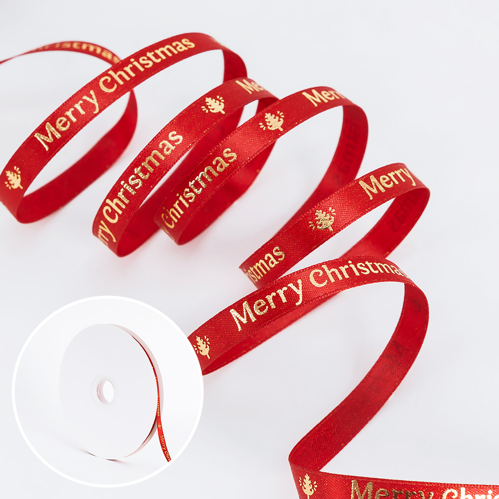 크리스마스 포장리본 레드 [폭1cm 길이 91m]