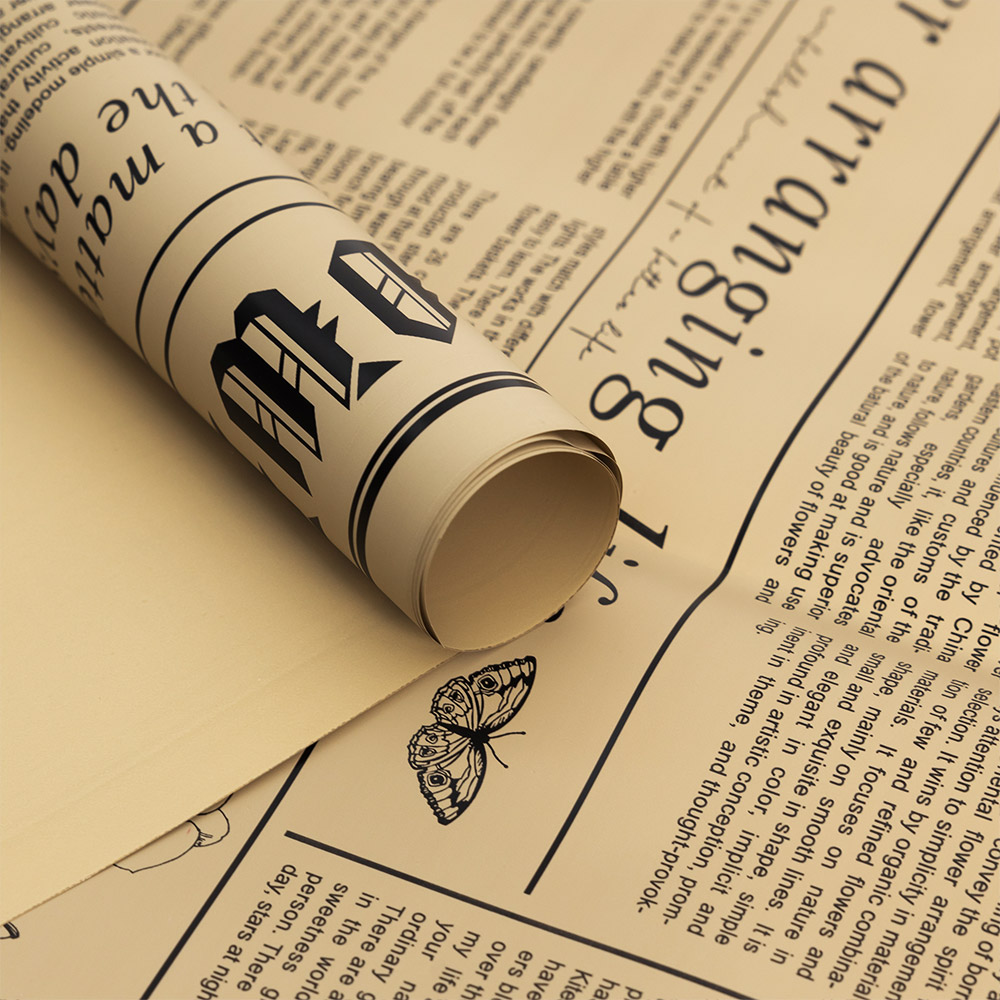 풍선꽃다발 포장지 뉴스페이퍼 브라운 57*57cm [20장 한팩]