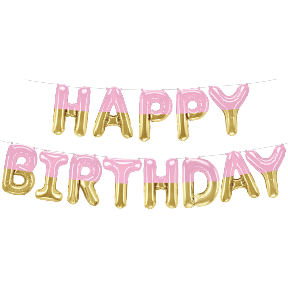 은박풍선세트 HAPPY BIRTHDAY [핑크골드투톤]