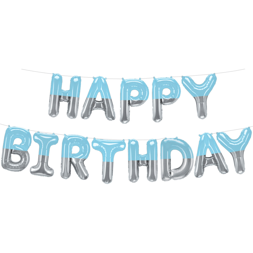 은박풍선세트 HAPPY BIRTHDAY [블루실버투톤]