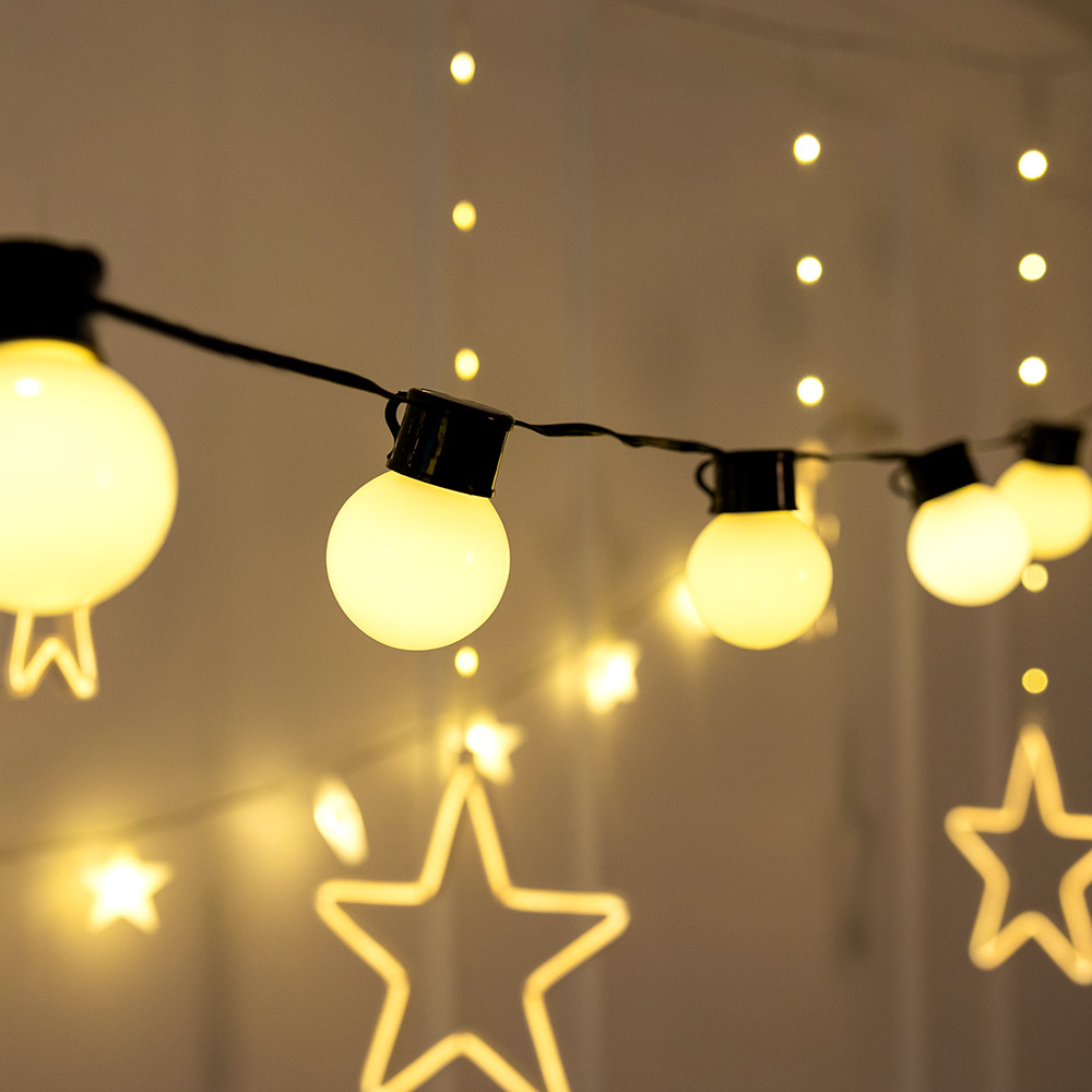 LED전구 파티볼 20P 검정선 웜등 4m