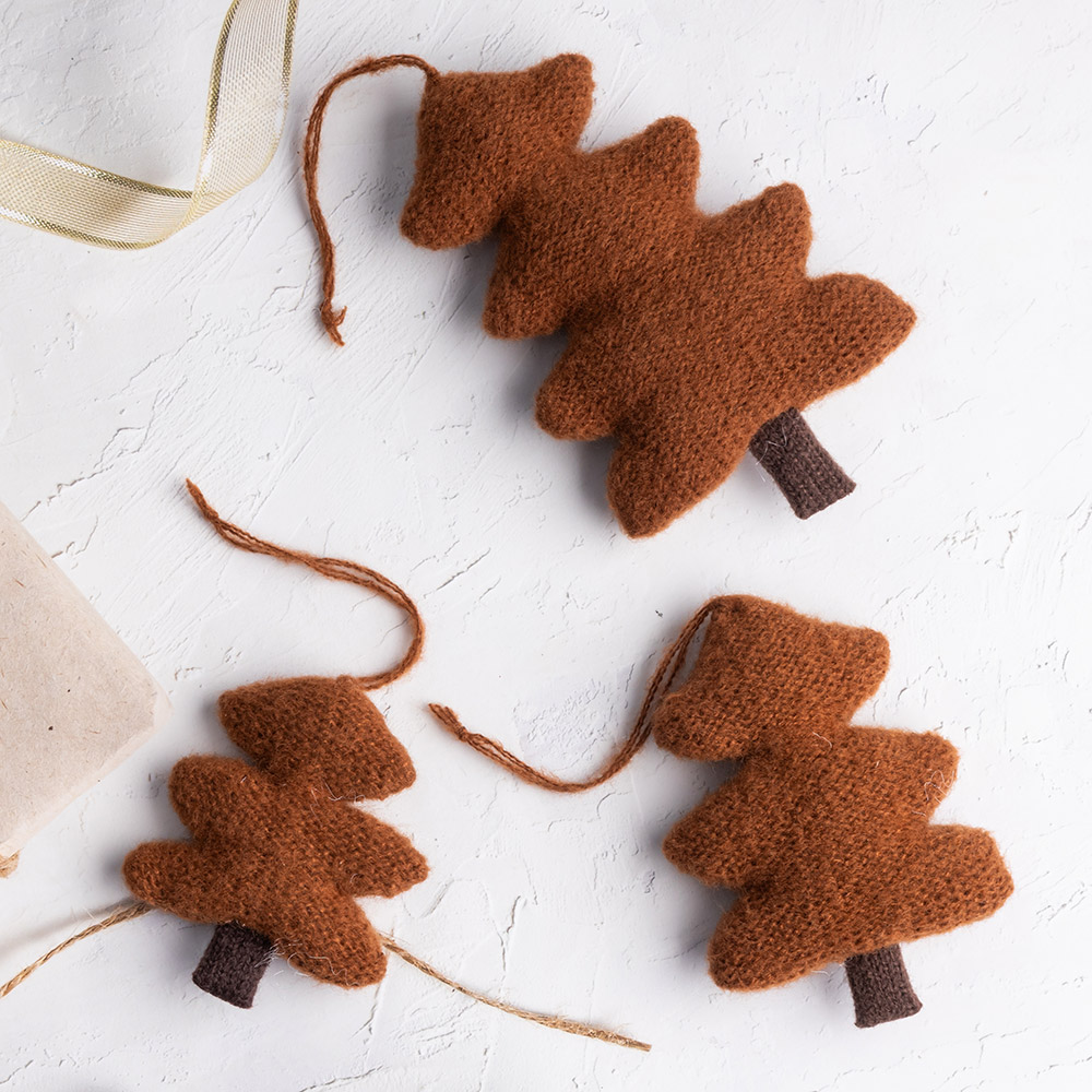 봉제오너먼트 트리 브라운 3개세트