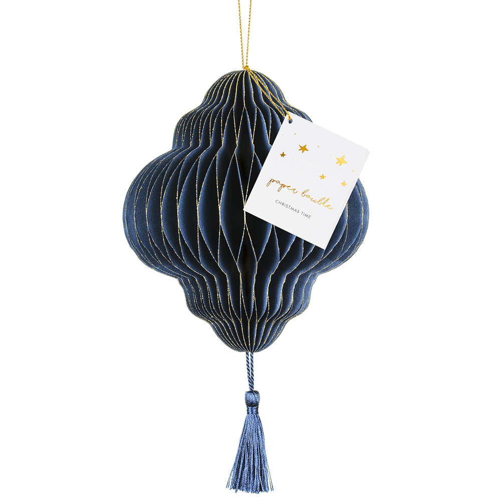 [파티데코] 페이퍼허니컴 오너먼트 랜턴 네이비 13.2*15cm