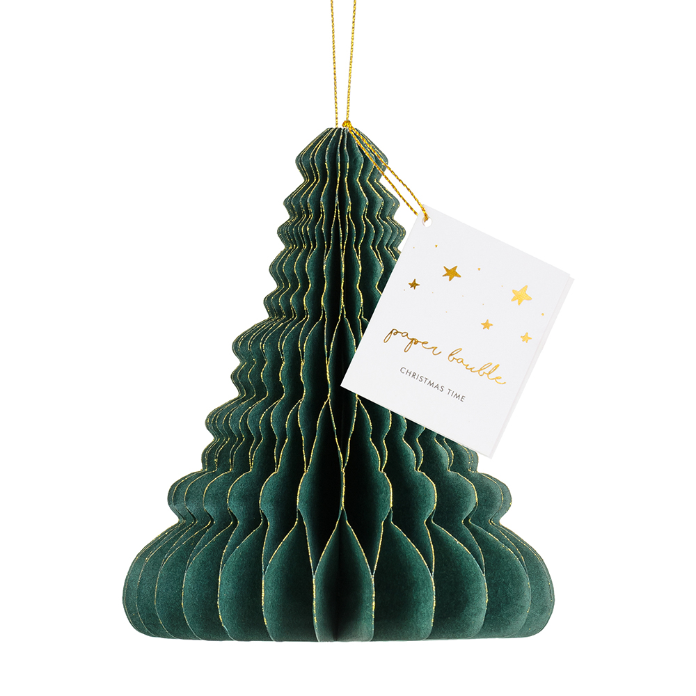 [파티데코] 페이퍼허니컴 오너먼트 트리 그린 15cm
