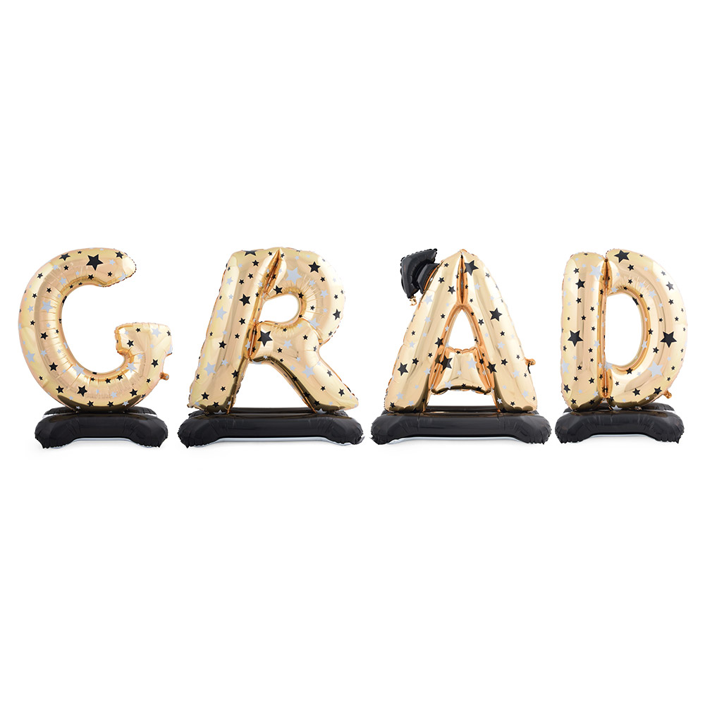 졸업스탠딩에어벌룬 GRAD 골드 [높이 107cm]
