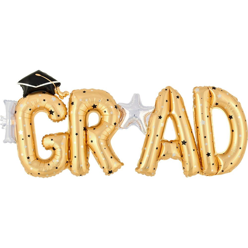 은박 졸업레터 GRAD 골드 107*48cm [10장한팩]