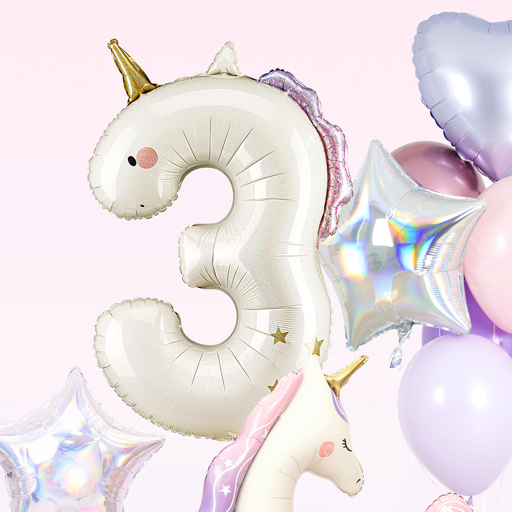 [파티데코] 유니콘숫자은박3 [93cm]