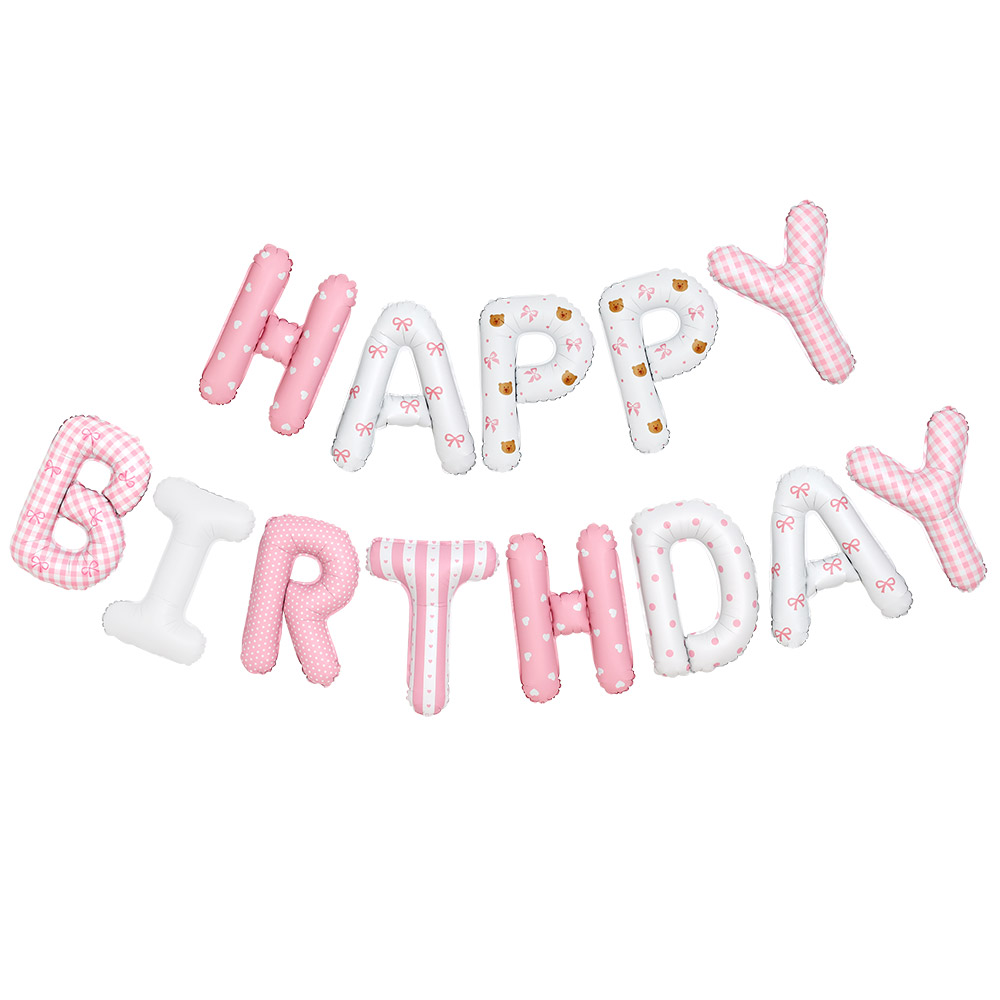 은박풍선세트 HAPPY BIRTHDAY [핑크베어]