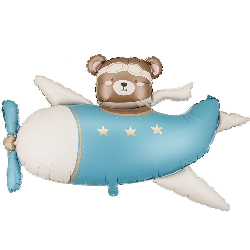 [파티데코] 은박 아기곰비행기 블루 [94*61cm]