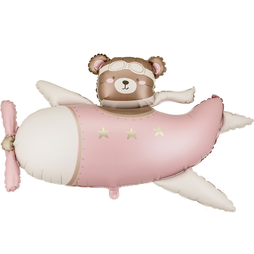 [파티데코] 은박 아기곰비행기 핑크 [94*61cm]