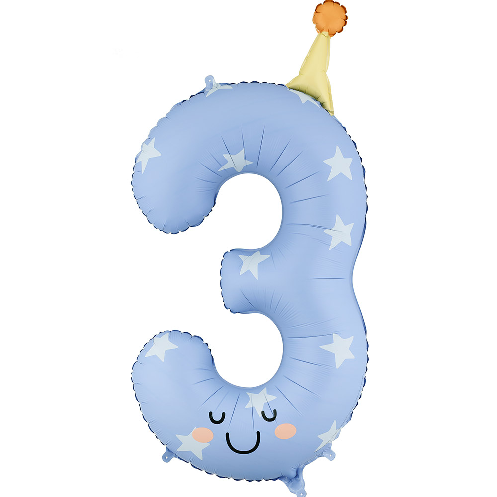 [파티데코]고깔숫자은박 3 [높이 86cm]