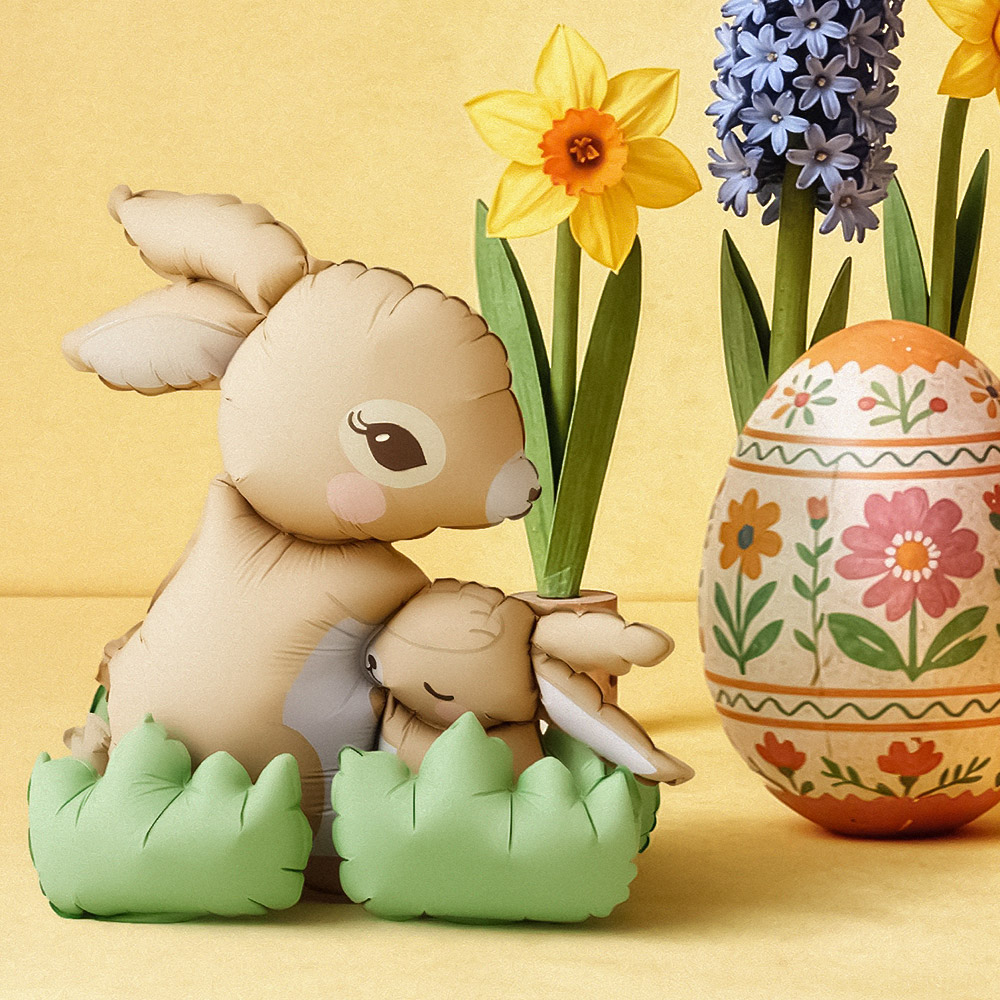 [파티데코] 스탠딩은박 버니 맘앤베이비 [51*60cm]