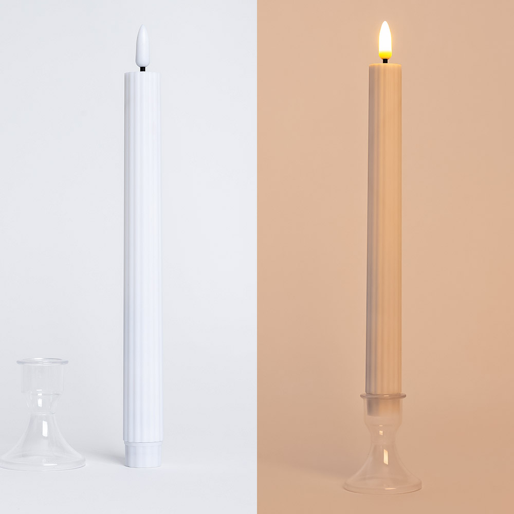 LED테이퍼캔들 화이트 30cm 촛대포함 [6개한팩]