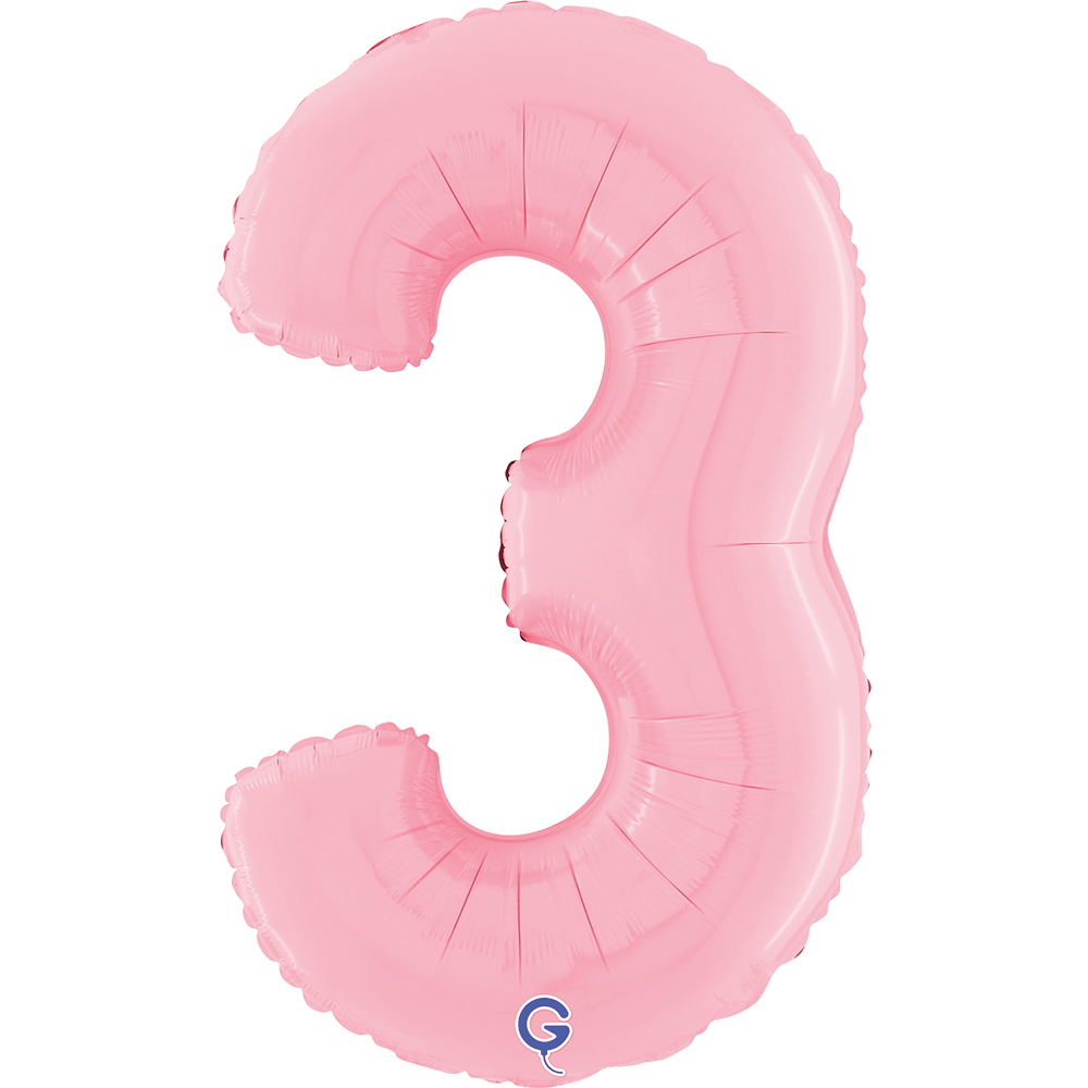 [GRABO]은박 숫자 중 3 파스텔핑크 [높이 75cm] 헬륨주입가능
